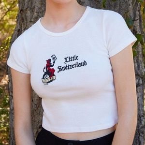 Little Switzerland Embroidered John Galt Tee